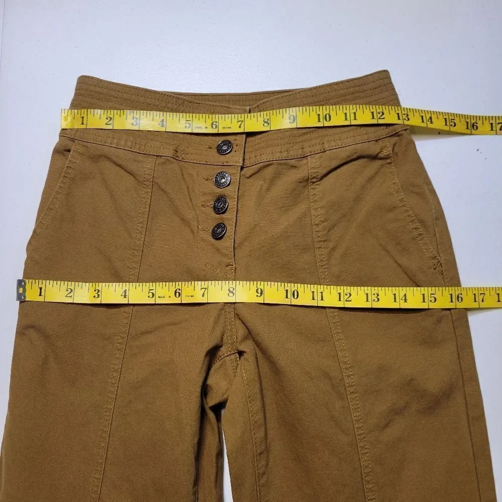 Chelsea & Violet Stretch High Rise Button Fly Front Pants Mustard Chartreuse NEW